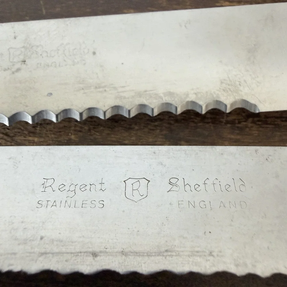 Vintage Mismatched Sheffield England Knife Lot (9 Pcs) Faux Stag Bone Handle MCM